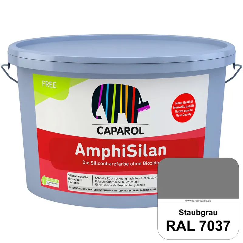AmphiSilan FREE (RAL 7037 Staubgrau) Mineralmatte Fassadenfarbe in spezieller Siliconharz-Bindemitte Finale Aktion